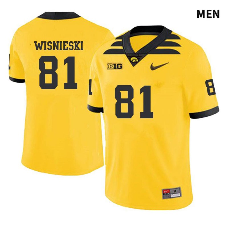 Men's Iowa Hawkeyes NCAA #81 Jon Wisnieski Yellow Authentic Nike Alumni Stitched College Football Jersey CC34G22SE